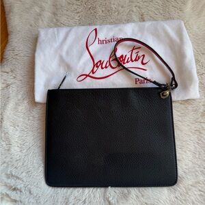 100% Authentic Christian Louboutin Black Leather Wristlet